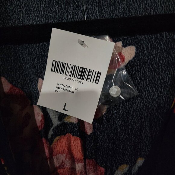NWT Forever 21 floral long sleeve wrap midi dress Navy Pink Red Green - Picture 9 of 10